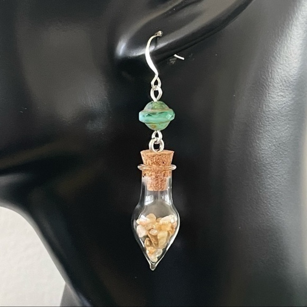 2/$29 Handmade Sandy Beach Teardrop Earrings 2.5” Minimalist Boho Mod